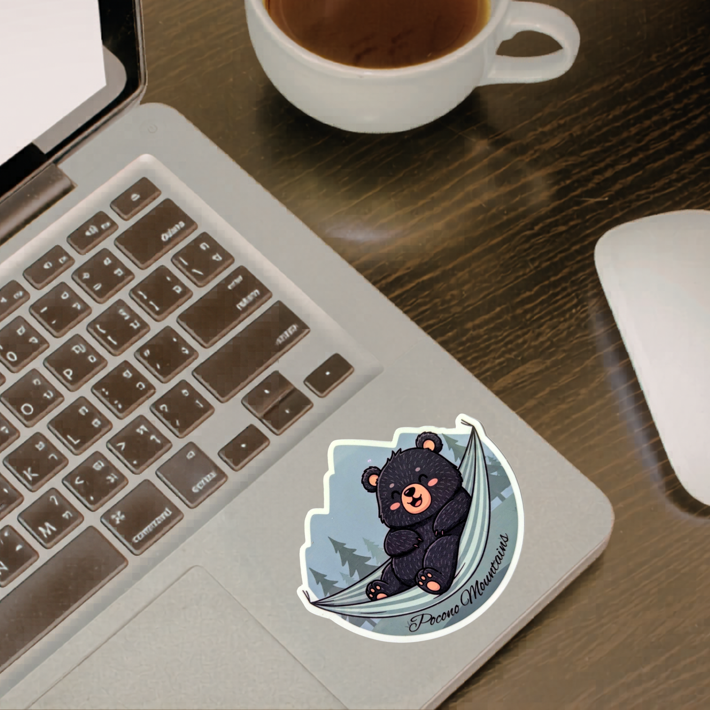 Bear in Hammock Pocono Mountains Sticker | Waterproof Vinyl Decal