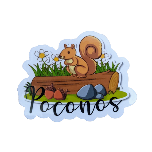 Poconos Squirrel Sticker – Cute Pocono Mountains Souvenir