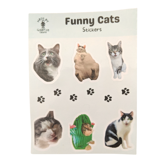 Funny Cat Sticker Sheet – Cute Cat Stickers for Cat Lovers