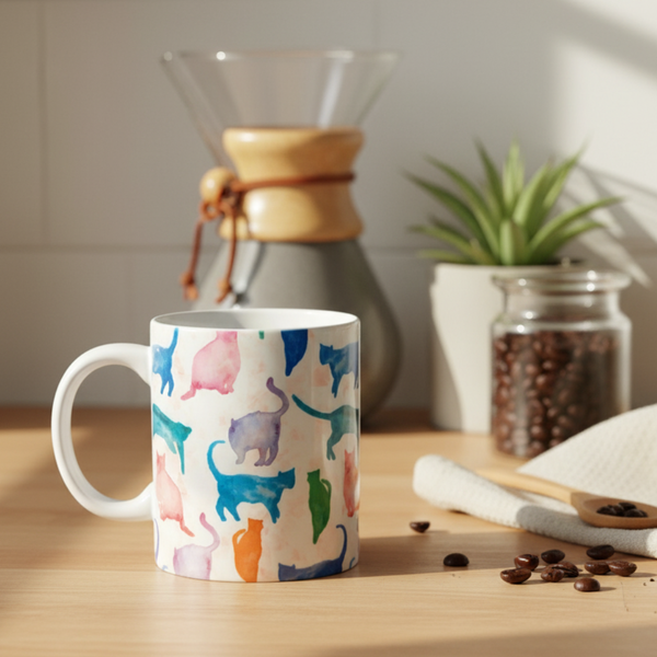 Watercolor Cats 12oz ceramic mug