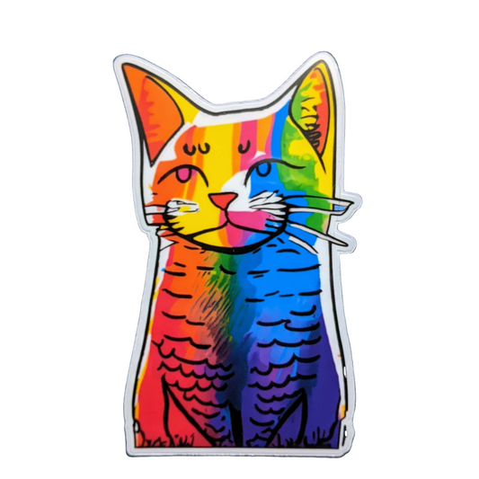 colorful rainbow cat vinyl sticker