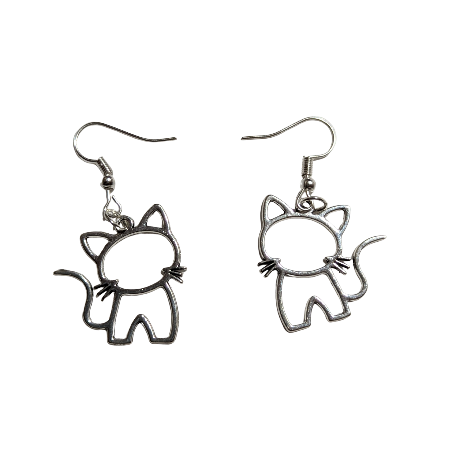 Silver Cat Earrings – Minimalist Dangle Earrings for Cat Lovers