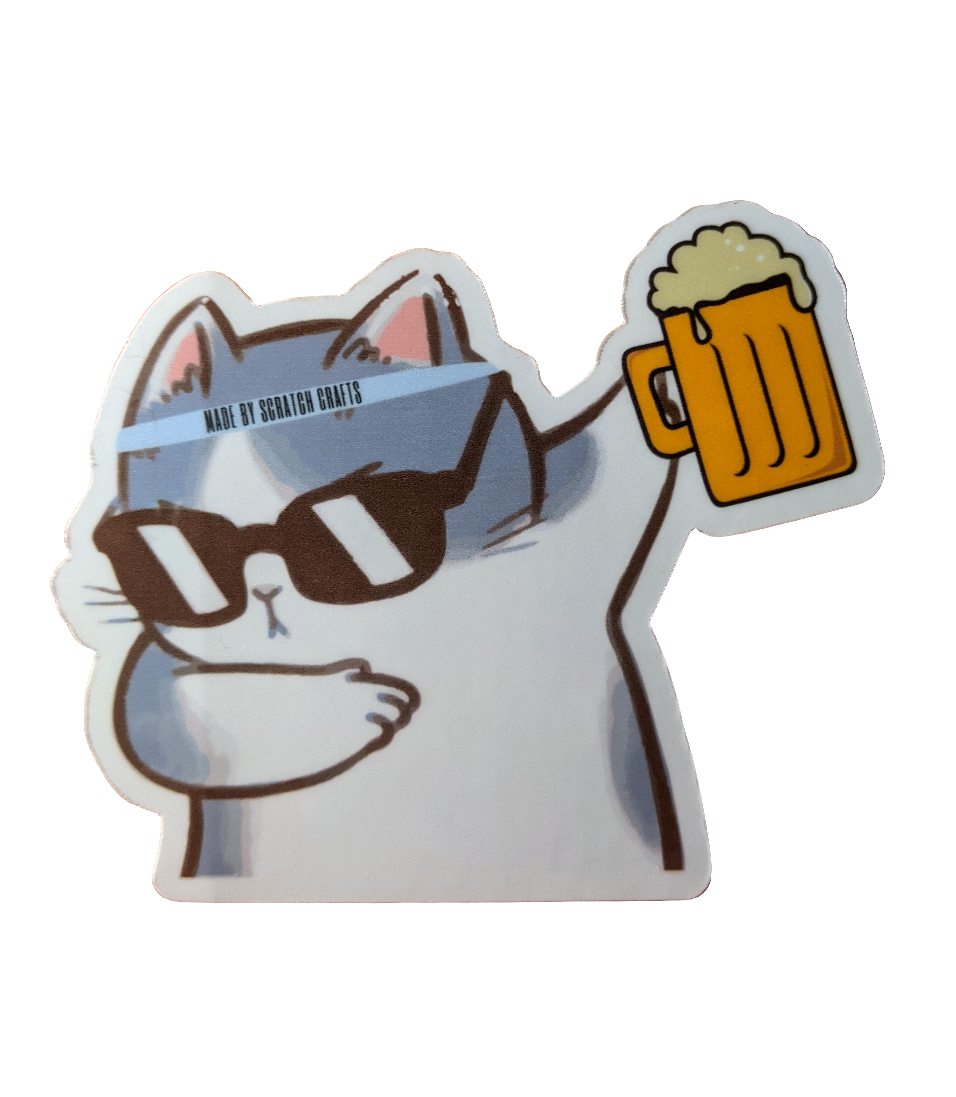Party Cat sticker - Made By Scratch Crafts