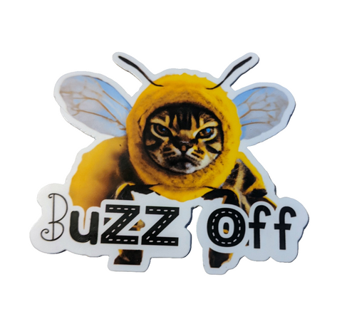 Buzz Off cat sticker