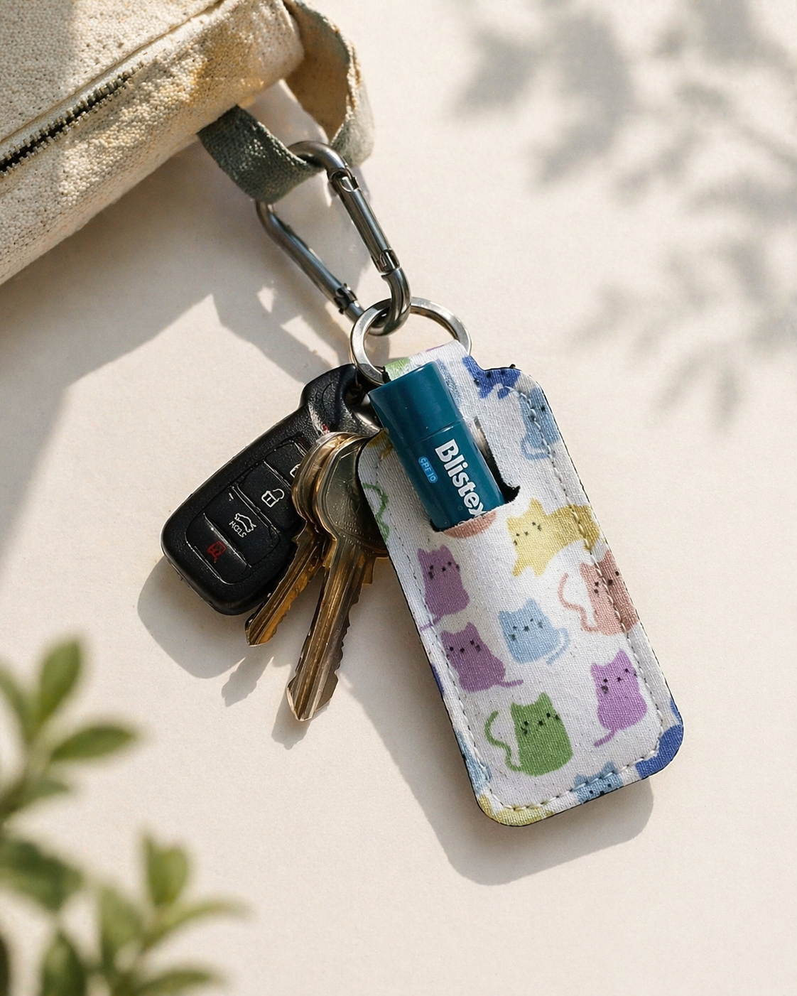 Colorful Kitty Lip Balm Holder Keychain