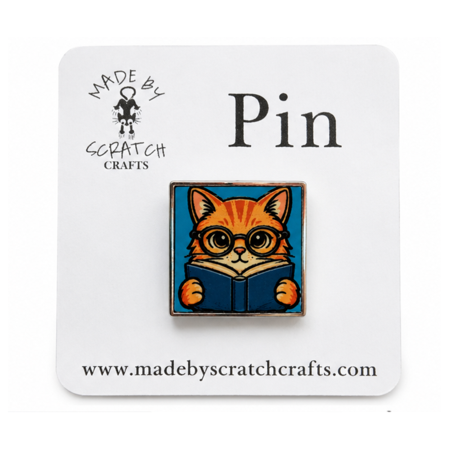 Reading Cat Enamel Pin | Cat Book Lover Lapel Pin