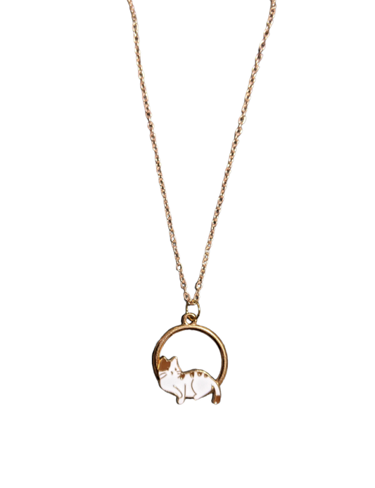 Golden Cat Nap Circle Pendant - Made By Scratch Crafts