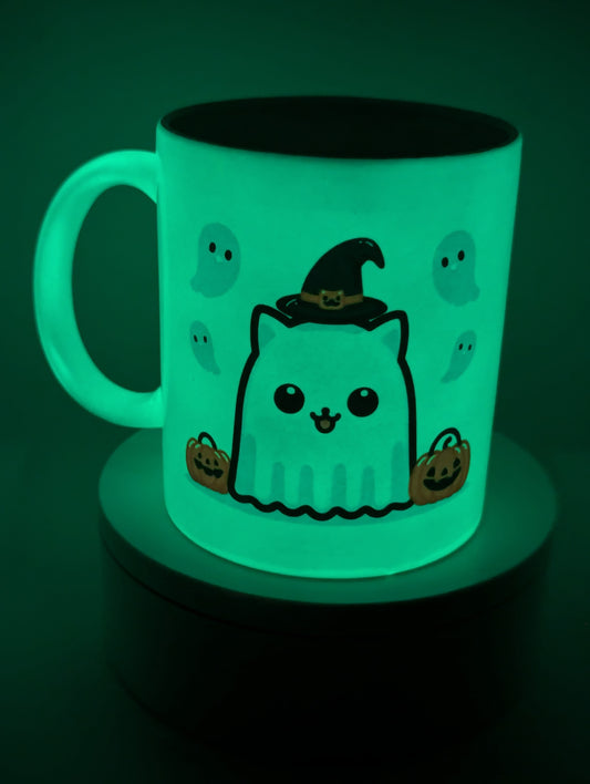 Glow-in-the-Dark Halloween Cat coffee mug - Made By Scratch Crafts