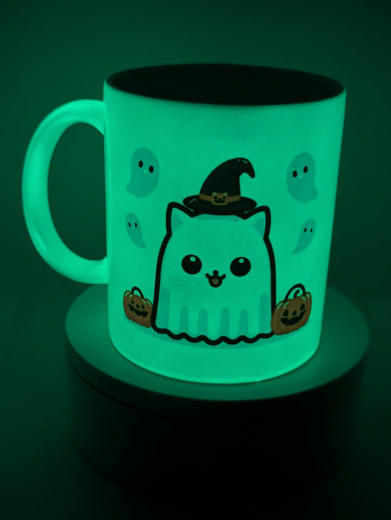 Glow-in-the-Dark Halloween Cat coffee mug