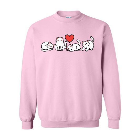 Cozy Valentine Cats Crewneck Sweatshirt