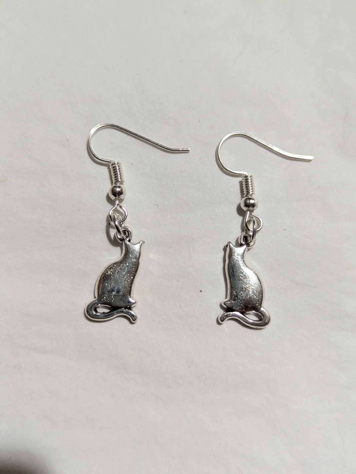 Silver Sitting Cat Earrings - Made By Scratch Crafts