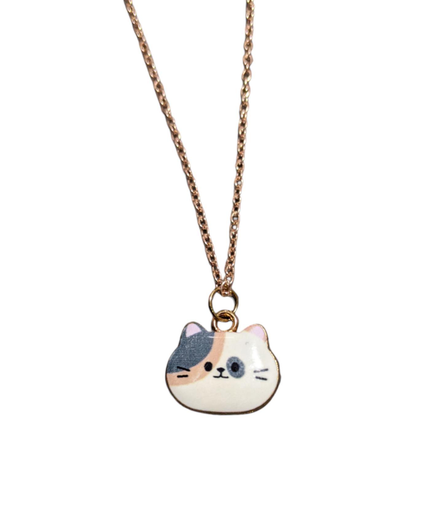 Cute Calico Cat Face necklace - Made By Scratch Crafts