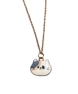Cute Calico Cat Face necklace