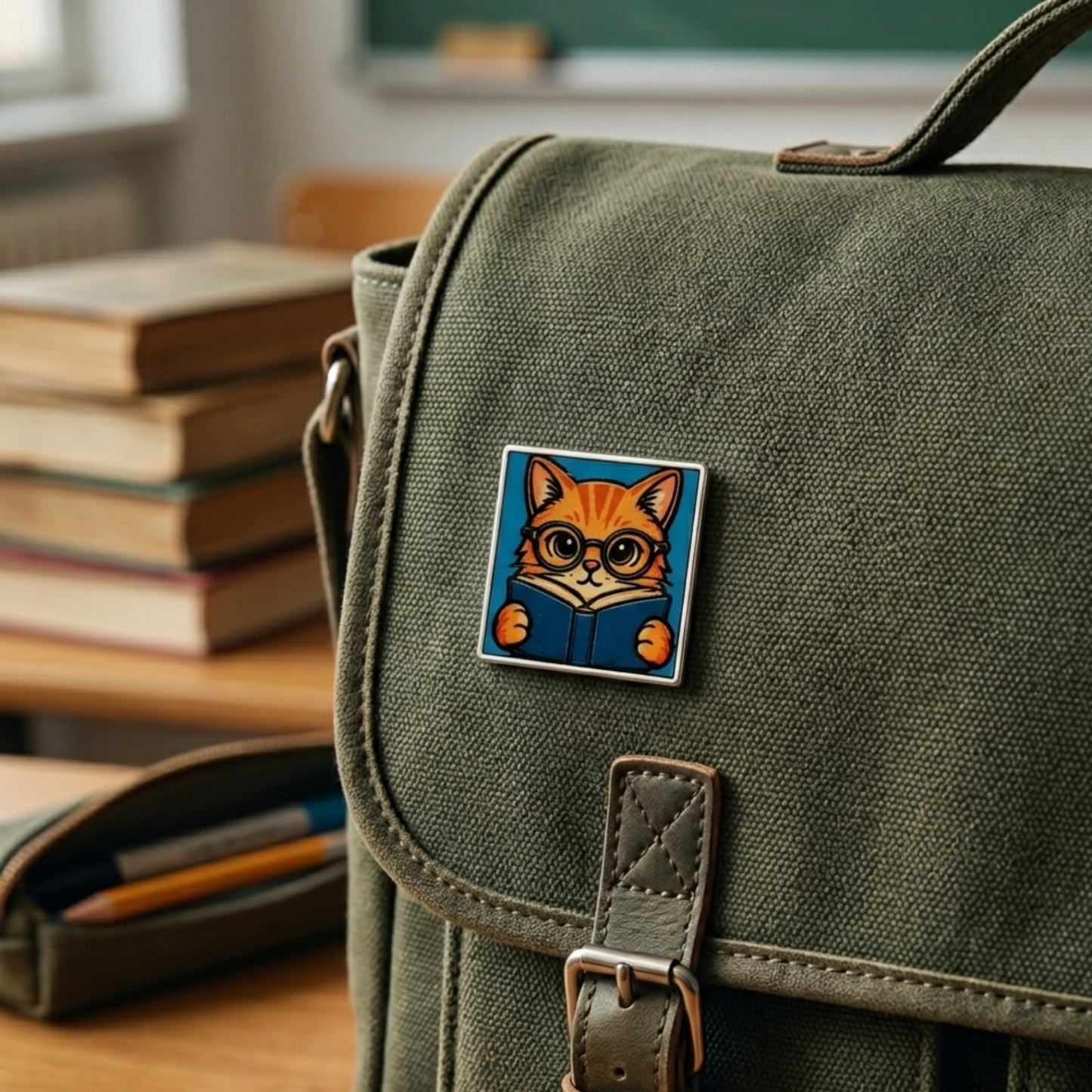 Reading Cat Enamel Pin | Cat Book Lover Lapel Pin