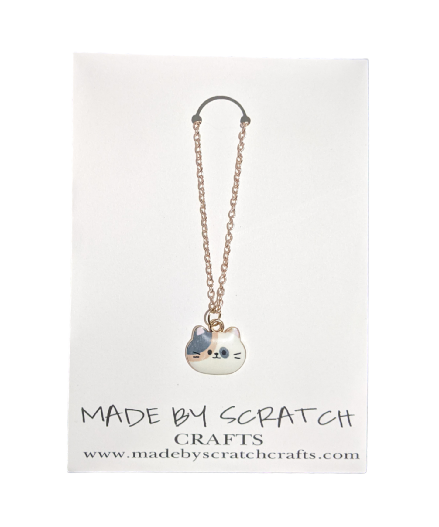 Cute Calico Cat Face necklace - Made By Scratch Crafts