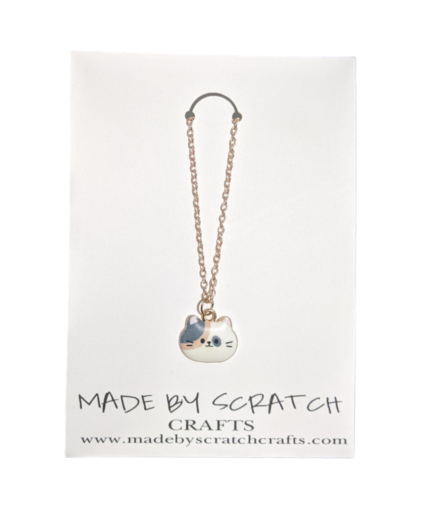 Cute Calico Cat Face necklace - Made By Scratch Crafts