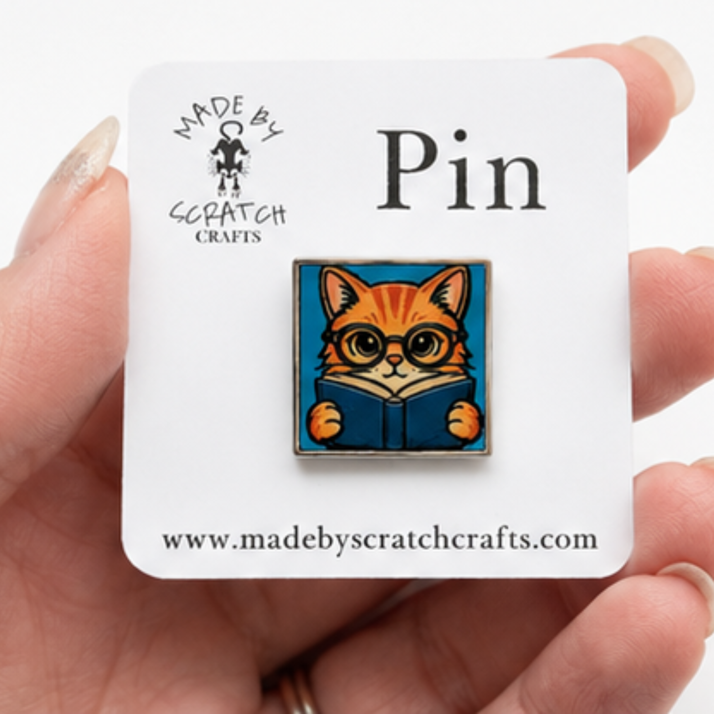 Reading Cat Enamel Pin | Cat Book Lover Lapel Pin