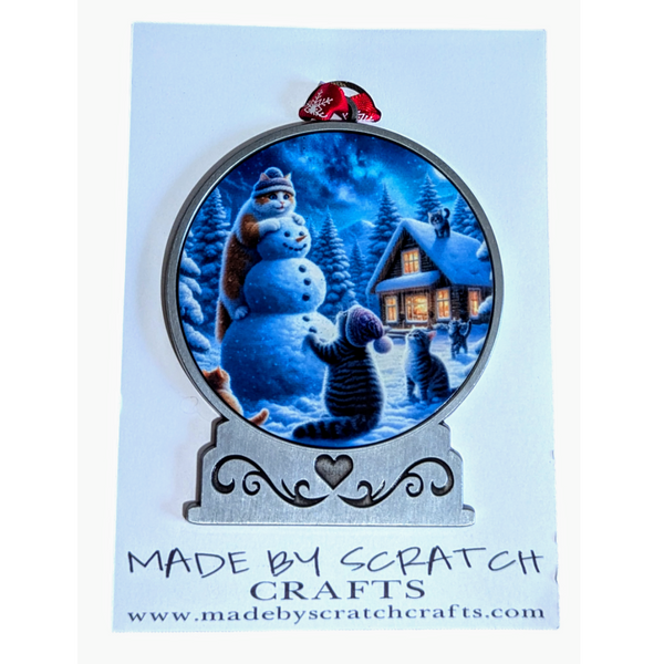 Cat Snowglobe Christmas Tree Ornament - Made By Scratch Crafts