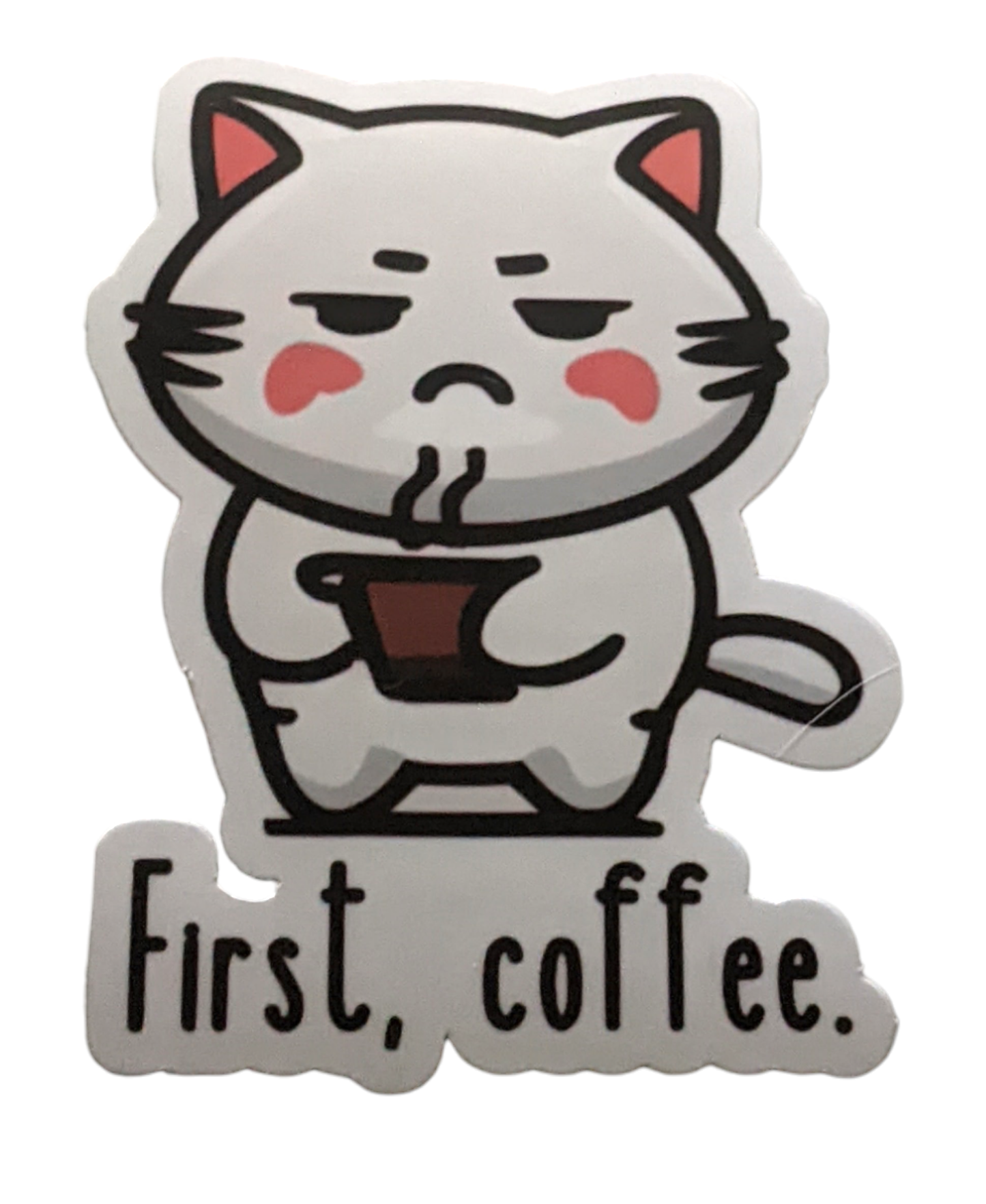 First, coffee Cat Sticker - Made By Scratch Crafts