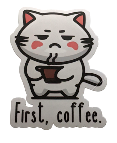 First, coffee Cat Sticker