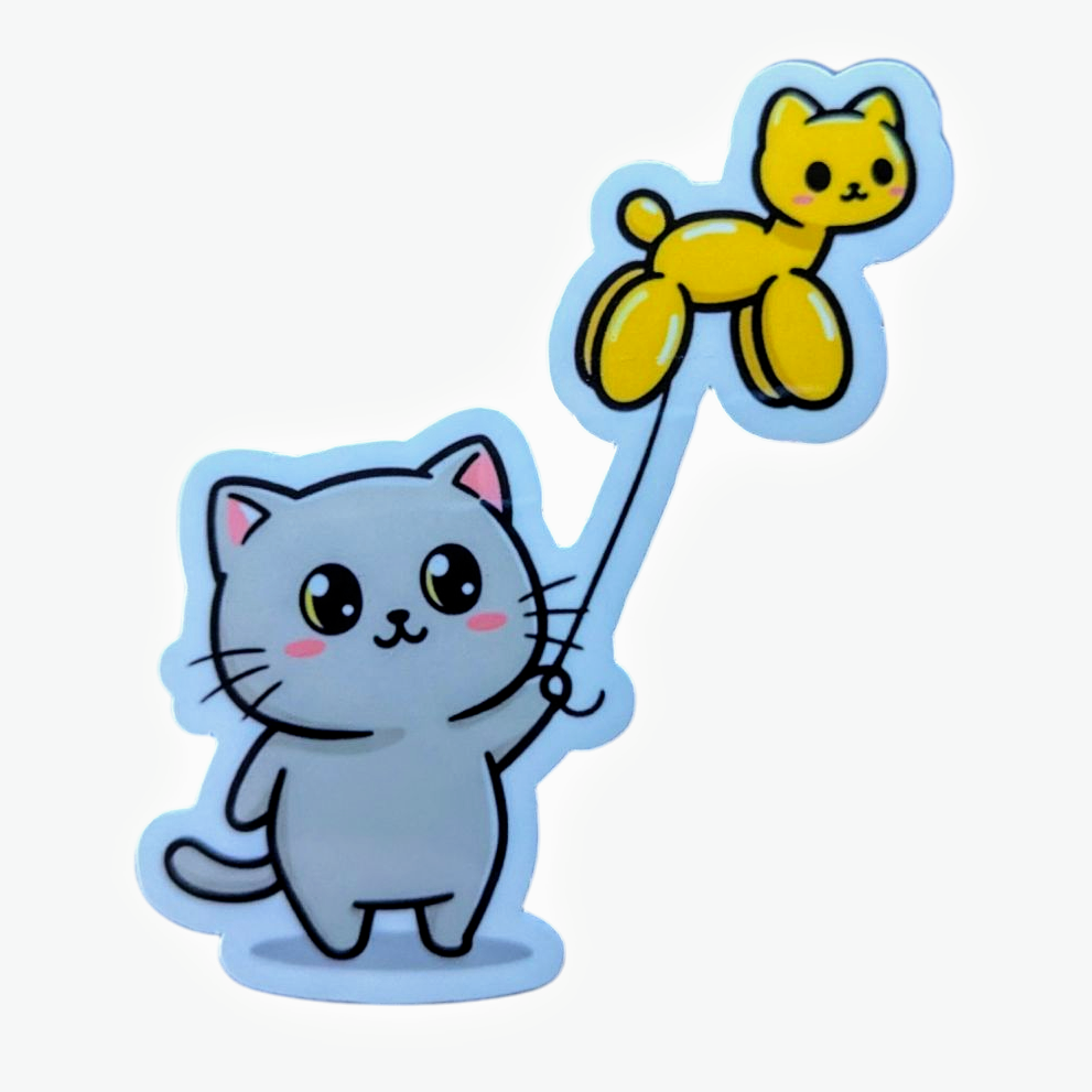 Kitten with Balloon Cat sticker