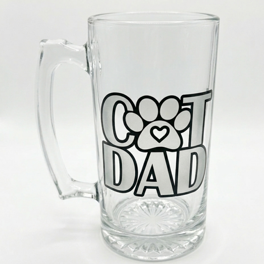Cat Dad Glass Beer Stein