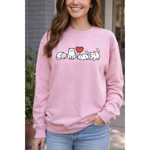 Cozy Valentine Cats Crewneck Sweatshirt