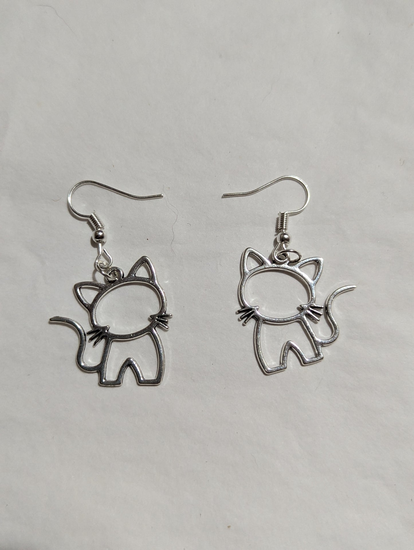 Silver Hollow Cat Earrings - Made By Scratch Crafts
