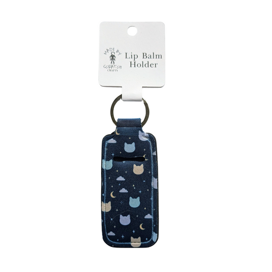 Night Cat Lip Balm Holder Keychain – Chapstick Holder for Cat Lovers