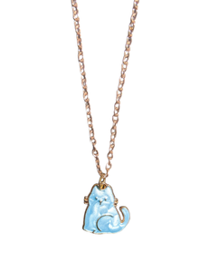 Blue Swirl Cat necklace