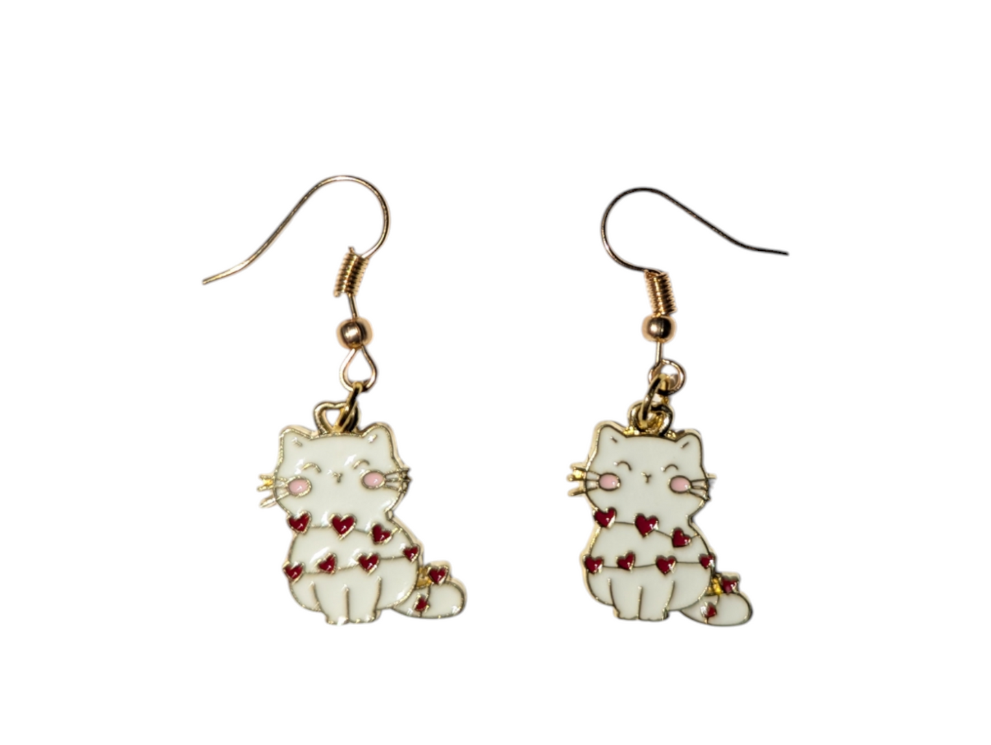 Charming Heart Kitty Earrings - Made By Scratch Crafts