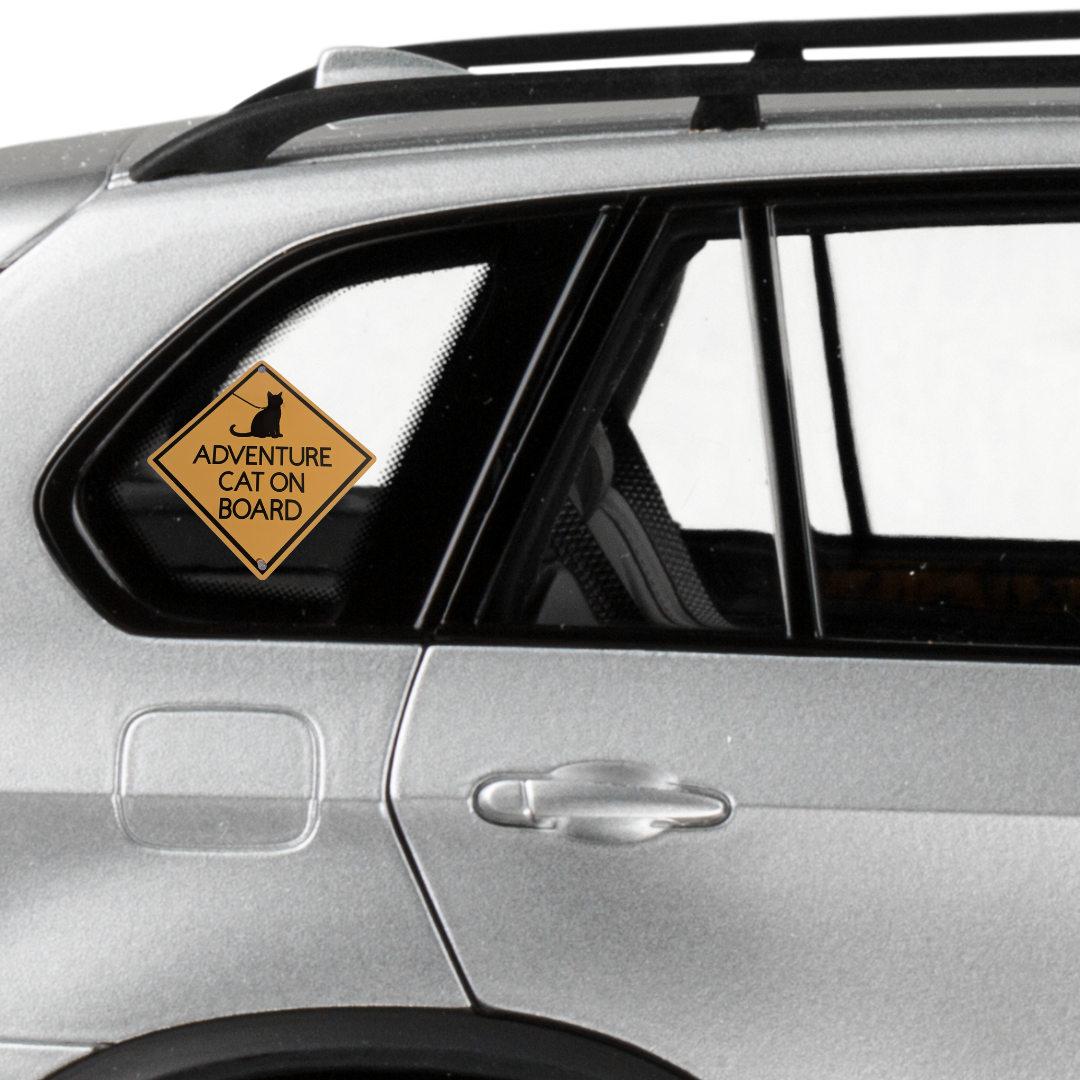Adventure Cat on Board Car Window Sign - Made By Scratch Crafts