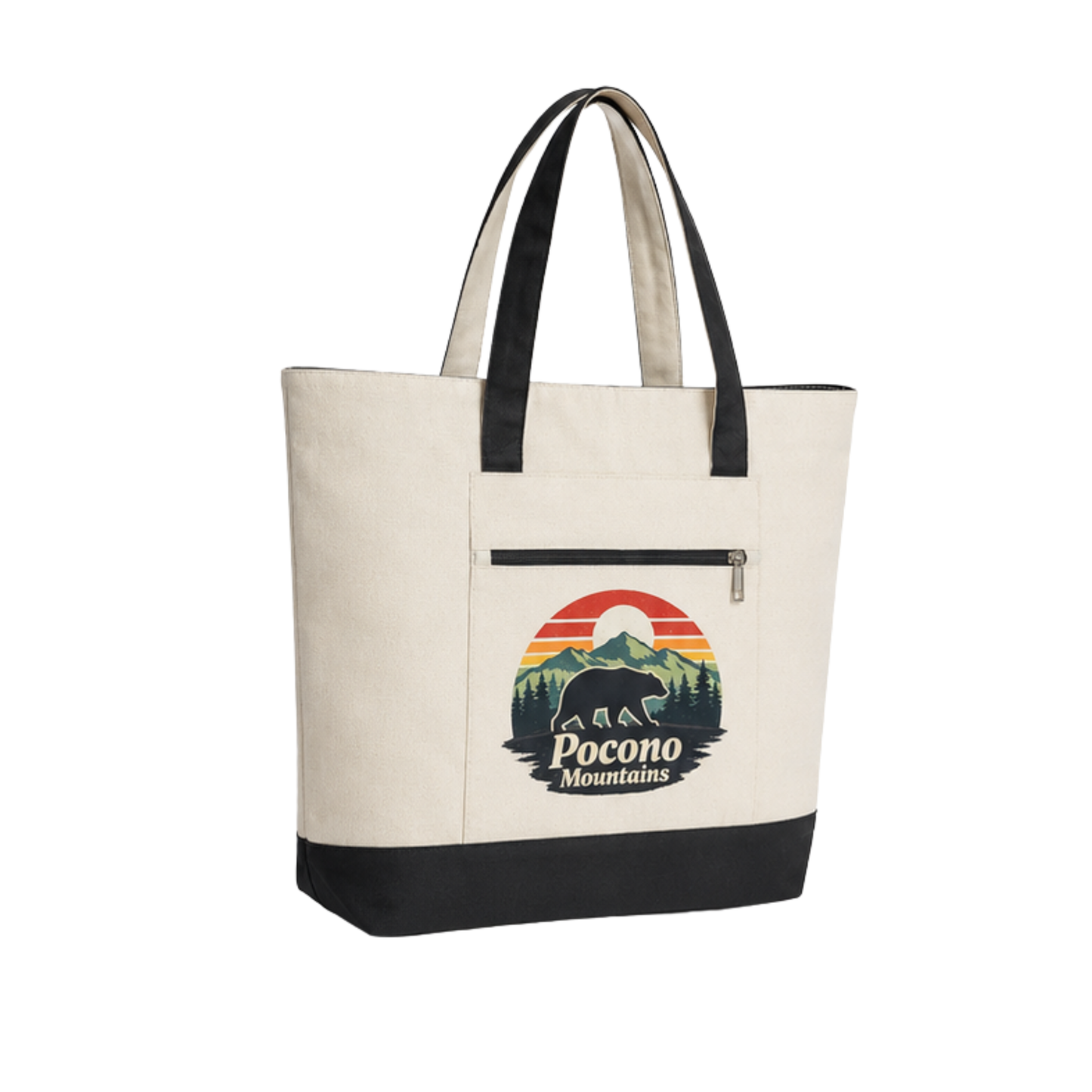 Pocono Mountains Canvas Tote Bag with Zipper Pocket