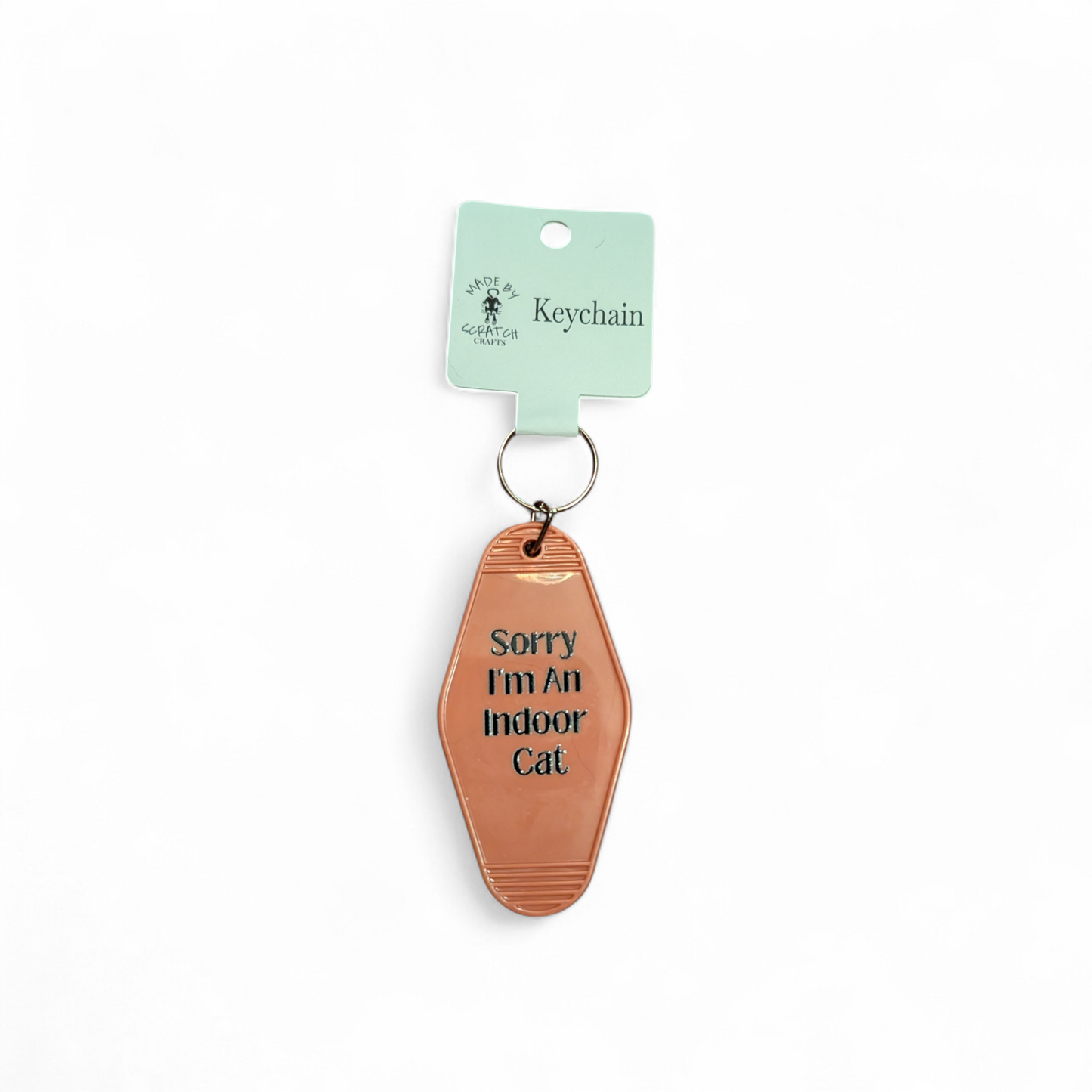 Sorry I’m an Indoor Cat Motel Keychain – Funny Cat Lover Gift