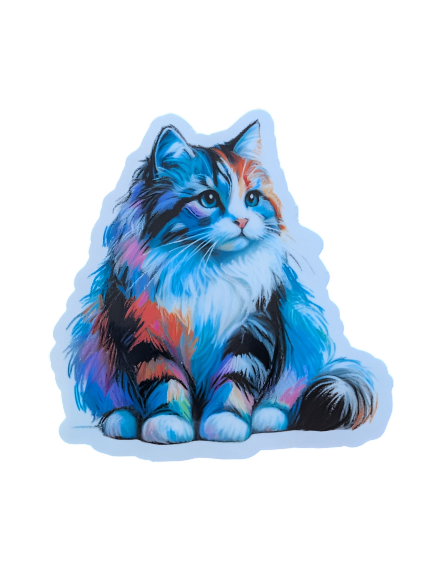 Colorful cat illustration on a white background
