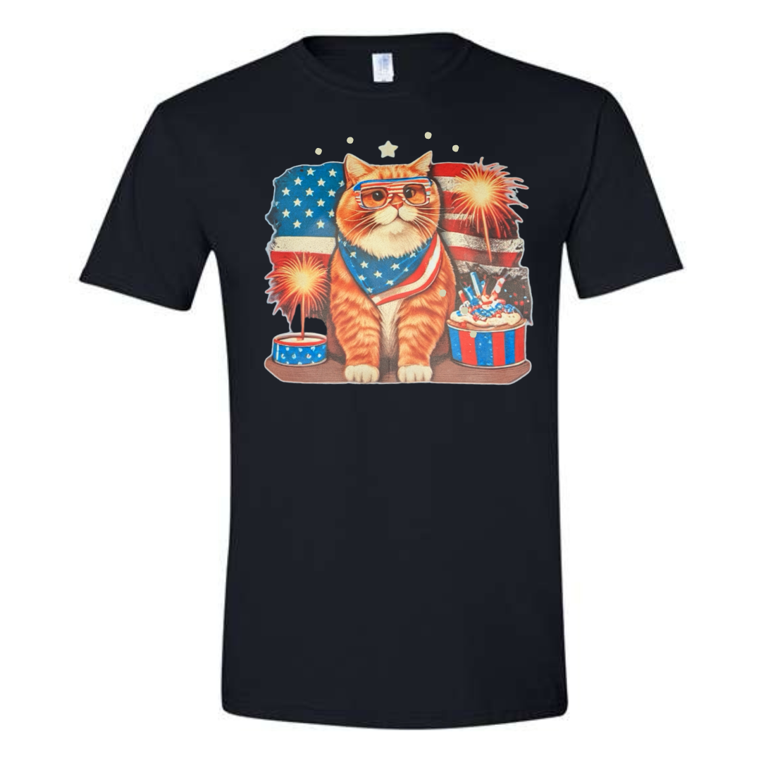 Patriotic cat shirt best sale