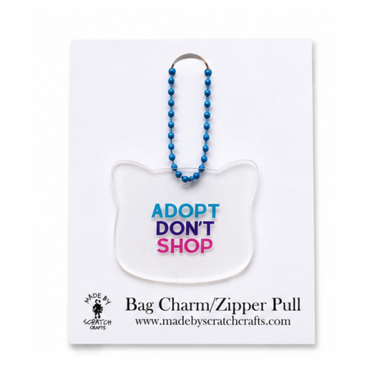 Adopt Don't Shop Cat Acrylic Zipper Pull Bag Charm