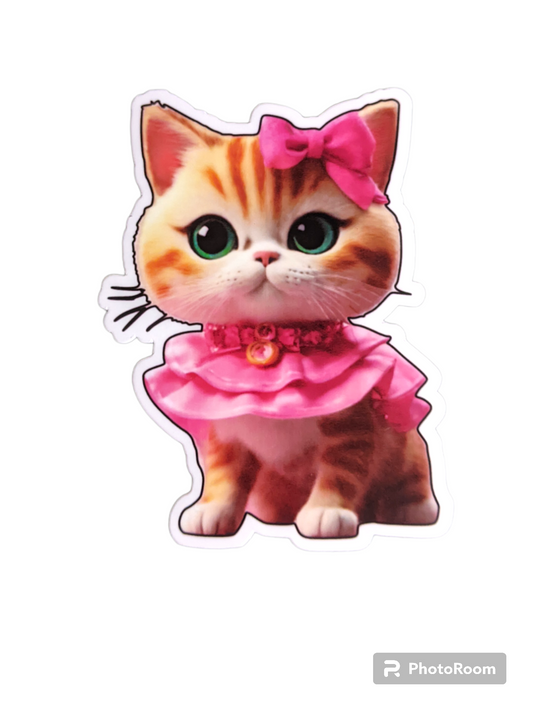 Pretty in Pink Cat sticker - Made By Scratch Crafts