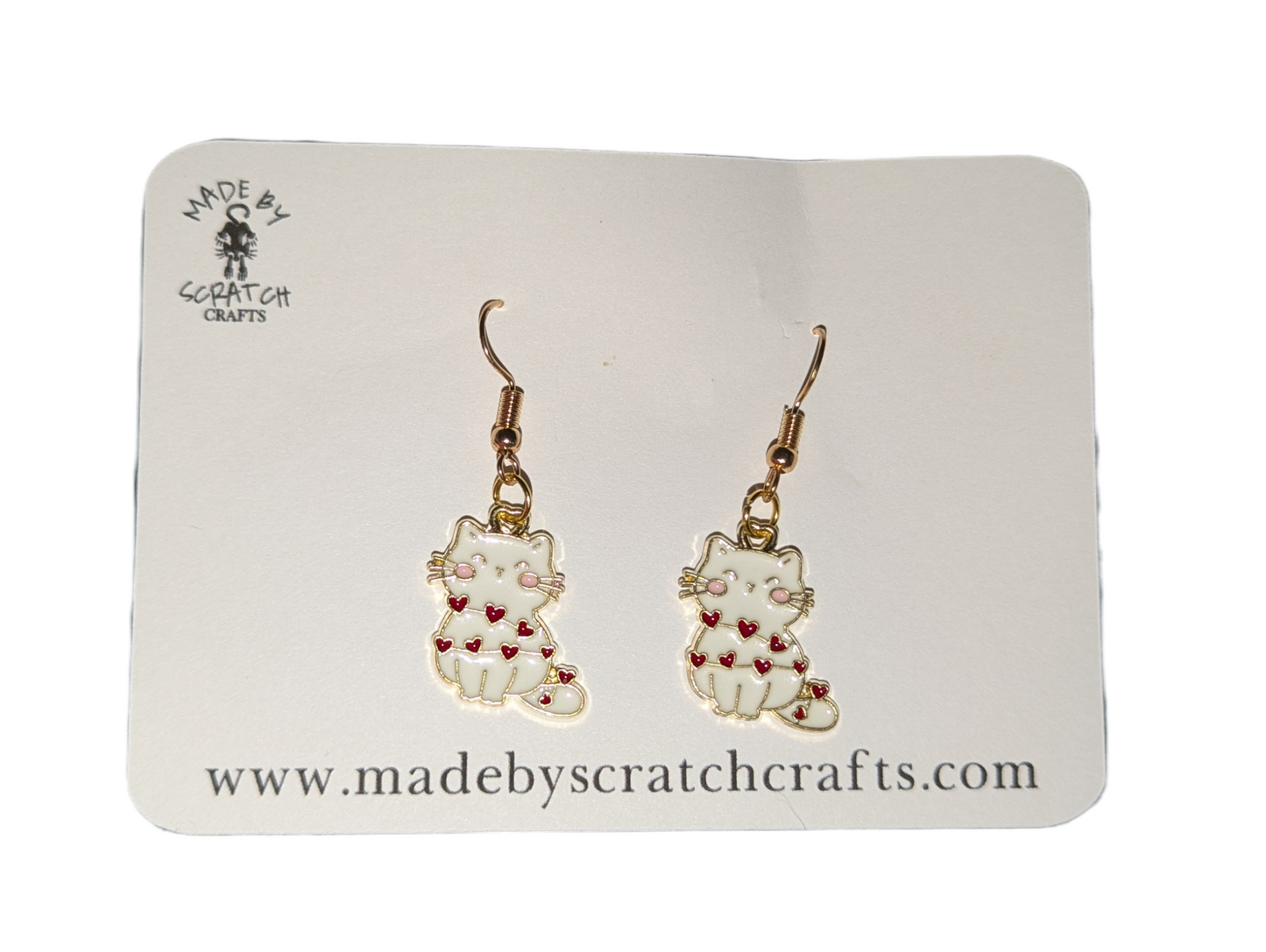 Charming Heart Kitty Earrings - Made By Scratch Crafts