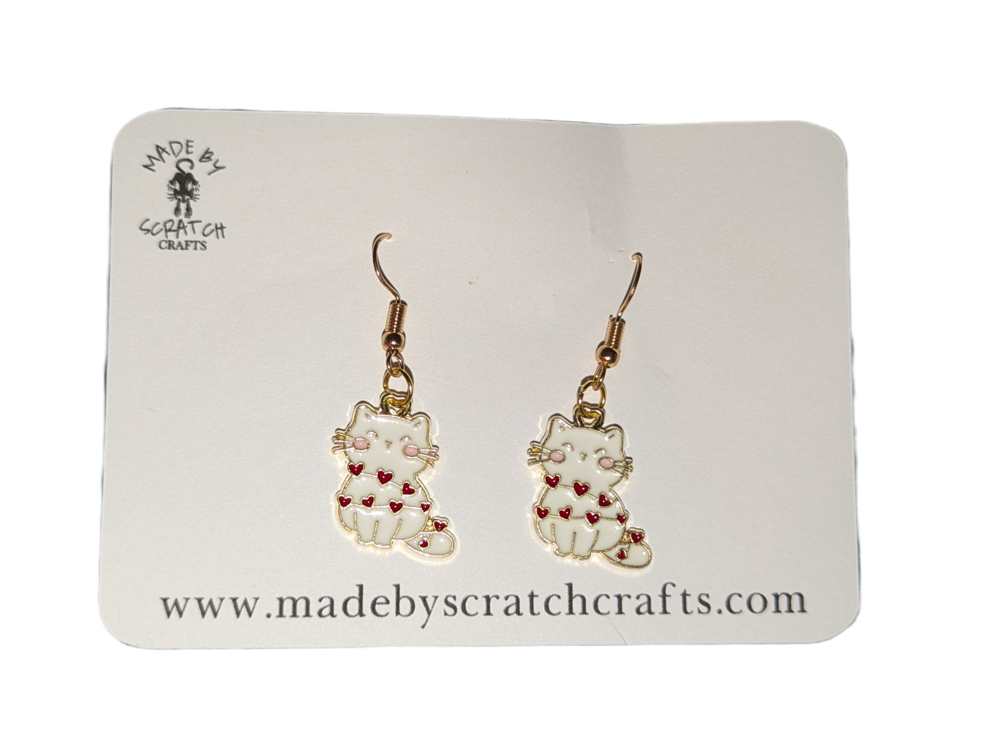 Charming Heart Kitty Earrings - Made By Scratch Crafts