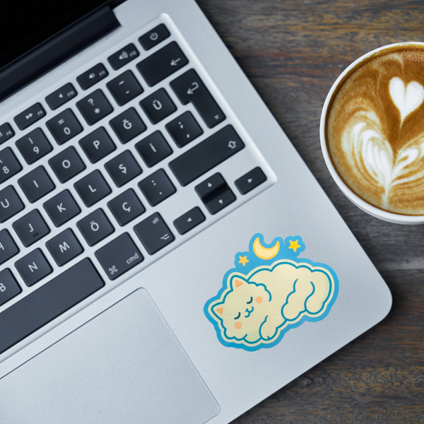 Cloud Cat Sticker – Cozy Cat-Shaped Cloud Vinyl Sticker