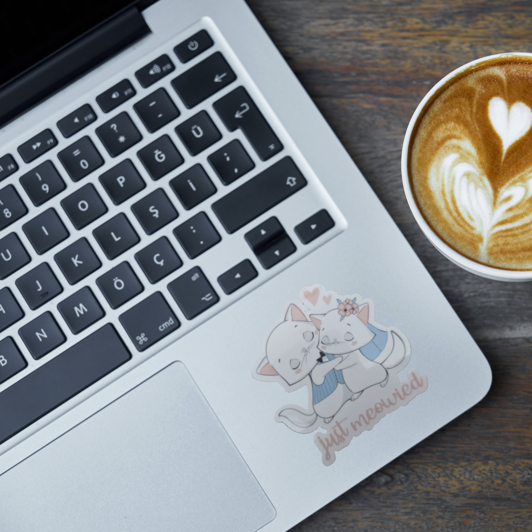 Just Meowied Cat Sticker – Cute Wedding Cat Vinyl Sticker