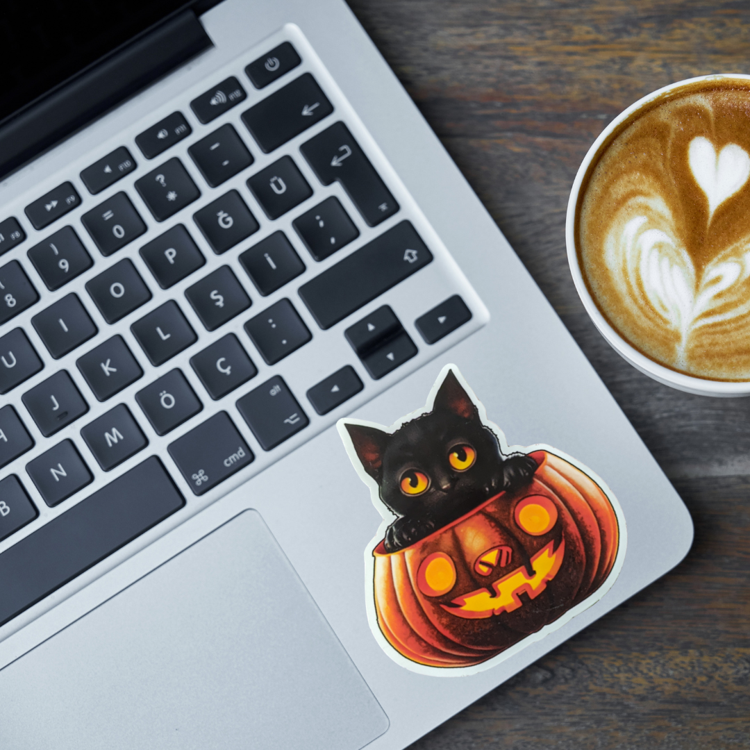 Cat in Jack-o'-Lantern Sticker – Cute Halloween Cat Sticker