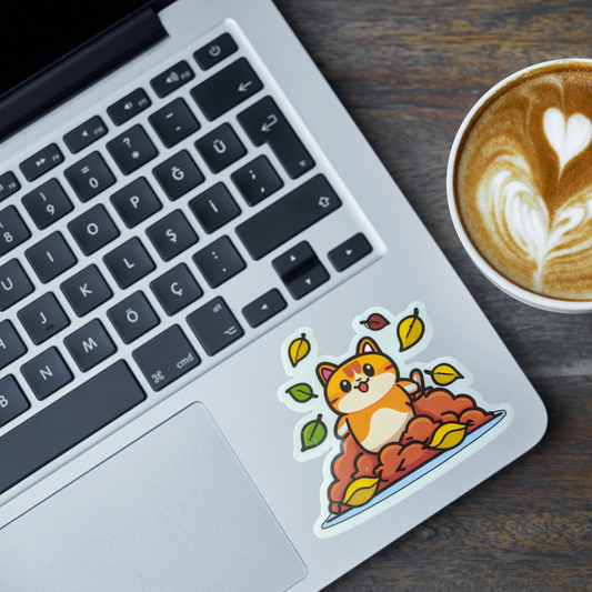 Cat in Leaves sticker