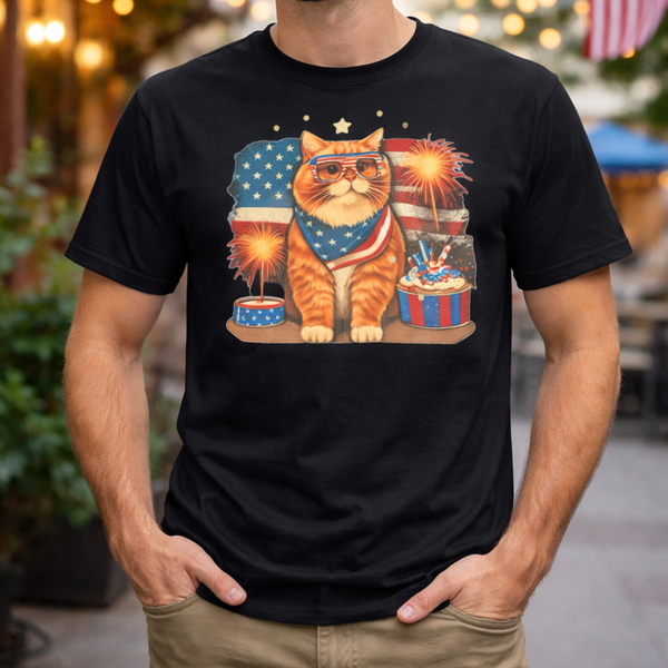 Pawsitively Patriotic Cat T-Shirt