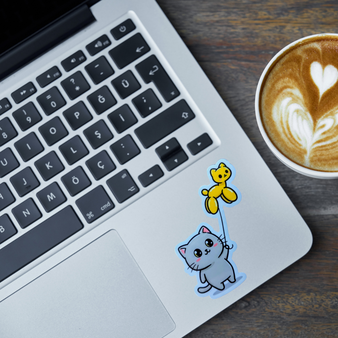 Kitten with Balloon Cat sticker