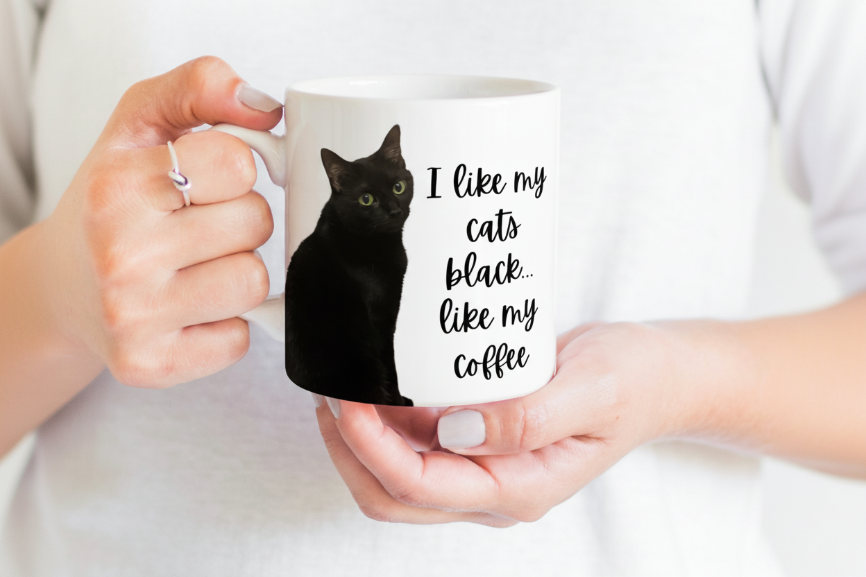 I Like My Cats Black Like My Coffee – 15oz Funny Cat Lover Coffee Mug