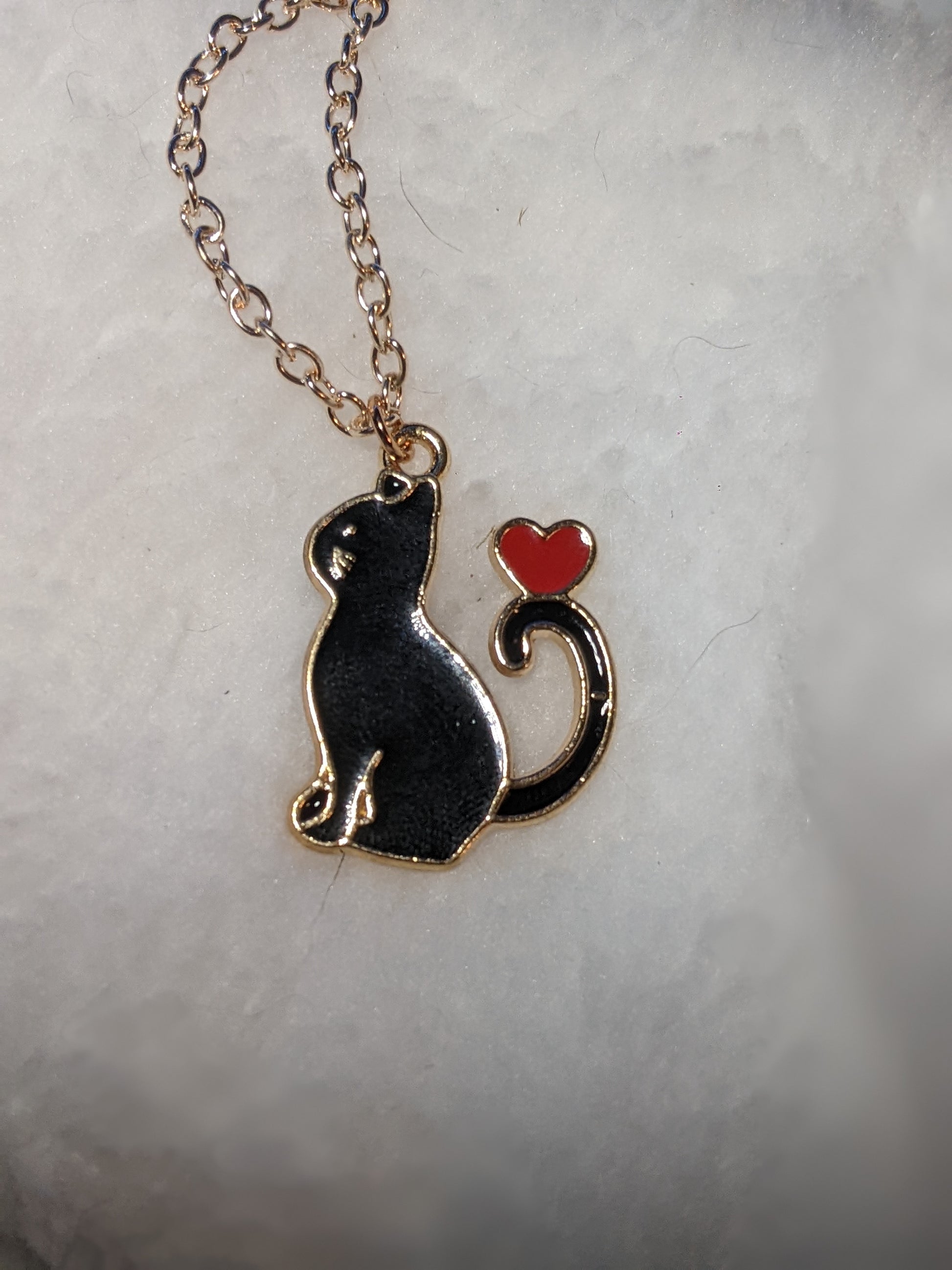 Black Cat Love necklace - Made By Scratch Crafts