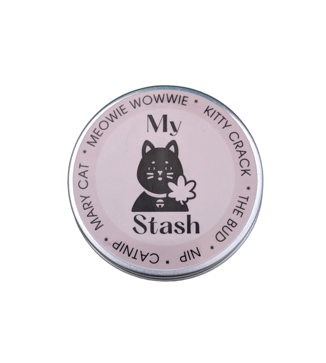 catnip stash jar and packaging displayed on white background