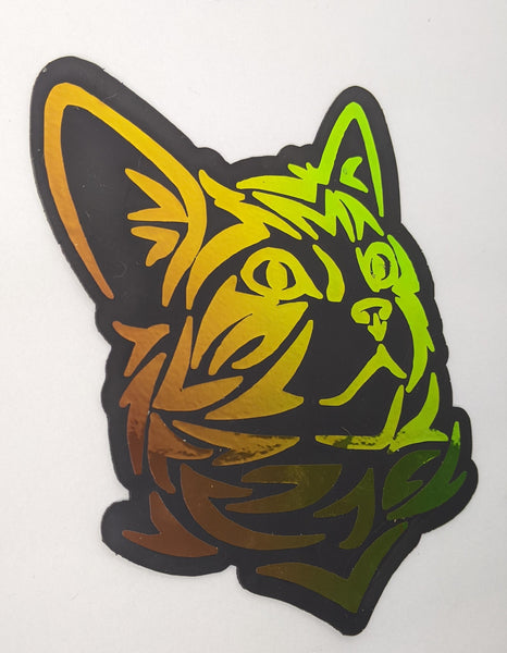 holographic cat car magnet, colorful